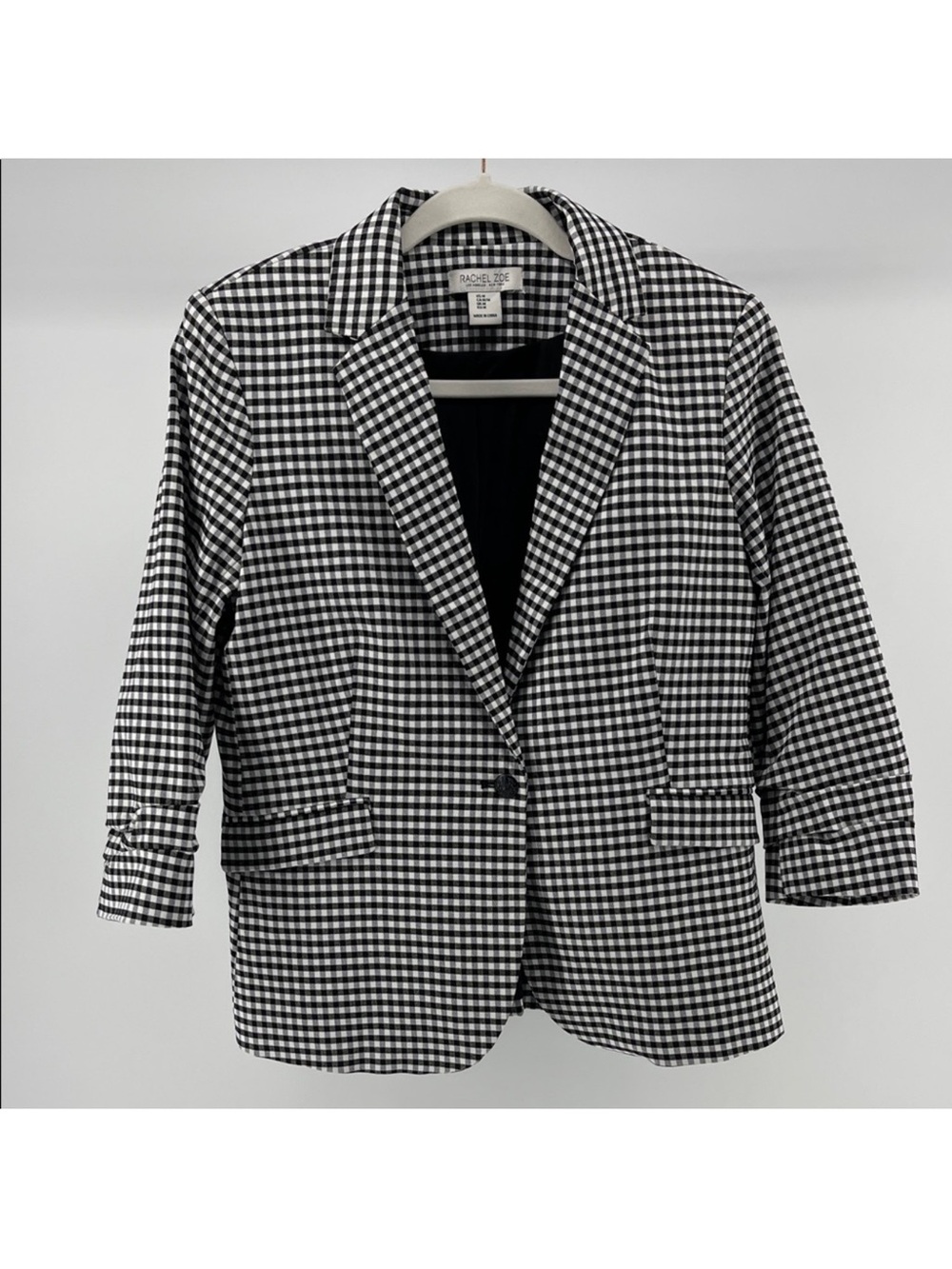 Rachel Zoe Black & White Gingham Plaid Blazer Jacket, Women's Medium